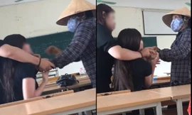Xôn xao nữ sinh bị hất dép lên bục giảng còn bị cô lao công xông vào chửi bới