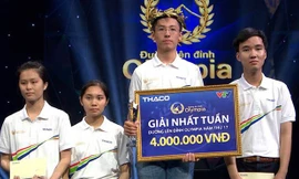 Trần Anh Duy chiến thắng cuộc thi tuần 2, tháng 3, quý IV, "Đường lên đỉnh Olympia" năm thứ 17 với 265 điểm. Ảnh: Fanpage Đường lên đỉnh Olympia.