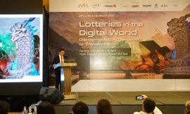 Ông Nguyễn Thanh Đạm, Tổng Giám đốc Vietlott phát biểu tại Hội nghị APLA 2019