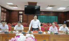 Thành viên Ban Chỉ đạo các Chương trình MTQG - Tổng Giám đốc NHCSXH Dương Quyết Thắng phát biểu tại buổi làm việc