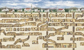 Hình ảnh dựng lại thành phố cổ trong lòng đất bằng phần mềm.