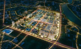 Tổng thể khu đô thị Vinhomes Star City trên mặt đường Đại lộ Lê Lợi – khu đô thị phức hợp với đầy đủ hạ tầng, cảnh quan tiện ích và nổi bật bởi kiến trúc châu Âu sang trọng, đẳng cấp (hình ảnh minh họa) 