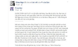 Bài toán trước đó đã được GS Ngô Bảo Châu chia sẻ trên trang cá nhân