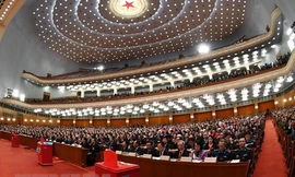 Toàn cảnh phiên họp toàn thể thứ 3, Kỳ họp thứ nhất Quốc hội Trung Quốc khóa XIII tại Bắc Kinh. (Nguồn: THX/ TTXVN)