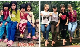 4 chị em họ từ trái qua phải Nguyễn Thị Thơm (sinh năm 1994), Trần Thị Đào (sinh năm 1991), Đỗ Thị Hiền (sinh năm 1994) và Đỗ Thị Oanh (sinh năm 1992) (ảnh: NVCC)