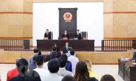 Hội đồng xét xử vào xử án. (Ảnh: Doãn Tấn/TTXVN)