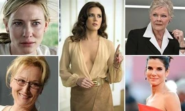 ừ trái sang, từ trên xuống: Các gương mặt được đề cử Oscar Nữ diễn viên chính xuất sắc nhất năm nay: Cate blanchett, Amy Adams, Judi Dench, Merul Streep và Sandra bullock