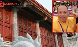 Chùa Cương Xá sau 5 năm xây dựng đang được hoàn thiện (Ảnh: Xuân Hải) và hình ảnh sư Thích Thanh Cường (ảnh Facebook)