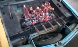 Nướng thịt bằng động cơ ô tô