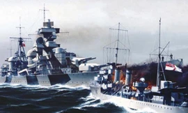 Tàu Đô đốc Hipper của Đức có lượng giãn nước gấp 11 lần HMS Glowworm. Ảnh: Wikipedia.