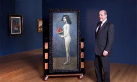 Bức "Cô bé và giỏ hoa" của Picasso. Ảnh: Christie's.