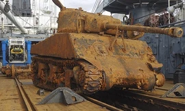 Chiếc xe tăng Sherman được quân đội Nga trục vớt. Ảnh: Sputnik.