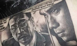 Hình xăm một cảnh trong phim Người phán xử được dân mạng khen ngợi.