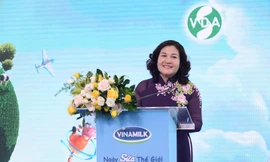 Bà Nguyễn Thị Hà - Thứ trưởng Bộ Lao động, Thương binh và Xã hội phát biểu tại sự kiện