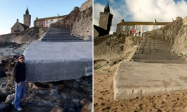 Cát biến mất sạch sẽ chỉ trong một đêm và được trả về nguyên trạng sau vài tiếng đồng hồ. Ảnh: SWNS