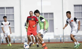 U19 Việt Nam trong buổi tập luyện cuối cùng trước trận đấu với U19 Hàn Quốc.