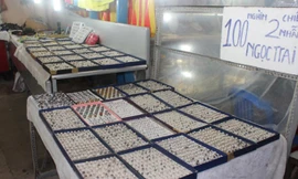  Ngọc trai giá rẻ bèo bày bán tại chợ đêm Dinh Cậu (thị trấn Dương Đông, Phú Quốc) - Ảnh: T. Trình 