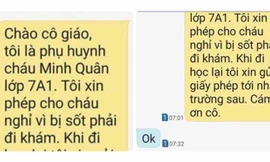 Tin nhắn Ok giữa cô giáo và phụ huynh.