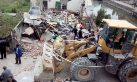 Hình ảnh nhà ông Lý sau khi bị san phẳng.