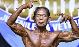 Ông Kanazawa sở hữu khối cơ bắp rắn chắc ở tuổi 81. Ảnh: OC.