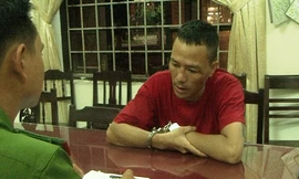 Đối tượng Tân tại cơ quan công an.