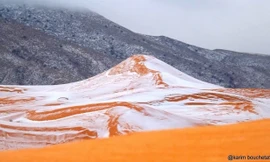 Tuyết rơi lần đầu tiên sau 37 năm trên sa mạc Sahara