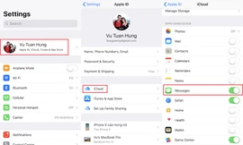 Các bước mở tính năng Messages in iCloud.