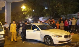 Chiếc xư BMW tại hiện trường vụ tai nạn.