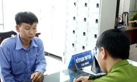 Đối tượng Nguyễn Xuân Truyền tại cơ quan công an