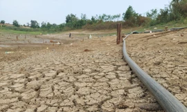 Cận cảnh hồ thủy lợi ở Kon Tum cạn trơ đáy