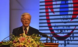 Đồng chí Nguyễn Phú Trọng, Tổng Bí thư BCH Trung ương Đảng phát biểu tại Đại hội đại biểu toàn quốc lần thứ VII Hội Liên hiệp Thanh niên Việt Nam.