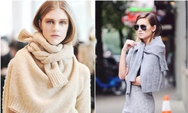 Mốt dùng áo len làm khăn quàng xuất hiện trên phố