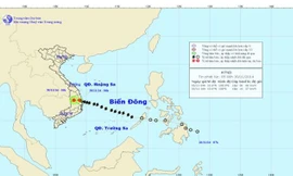 Đường đi và vị trí cơn bão. Ảnh TTKTTVTW.