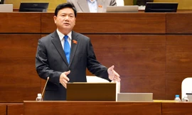 Bộ trưởng Đinh La Thăng tại diễn đàn Quốc hội. Ảnh: Như Ý.