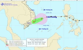 Hướng di chuyển của bão số 5. Ảnh: Trung tâm Dự báo khí tượng thủy văn TƯ.