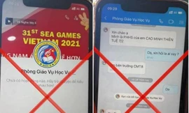 Tài khoản giả mạo bộ phận học vụ của nhà trường gửi tin nhắn cho phụ huynh. Ảnh: NTCC