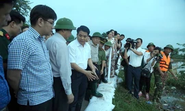 Hơn 500 chiến sĩ căng sức chống tràn đê ở Chương Mỹ