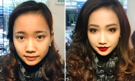 Giật mình nhan sắc thiếu nữ trước và sau trang điểm 