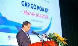 Ông Bùi Thanh Sơn, Ủy viên Trung ương Đảng, Thứ trưởng Thường trực Bộ Ngoại giao phát biểu tại hội nghị “Gặp gỡ Hoa Kỳ 2018” tại Đà Nẵng