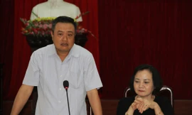 Chủ tịch HĐTV PVN Trần Sỹ Thanh phát biểu tại buổi cứu trợ đồng bào Yên Bái.