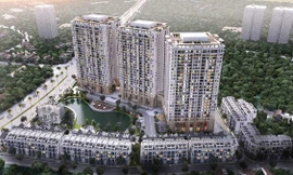 Tòa CT2 dự án Hateco nằm ngay mặt đường 70 đang triển khai mở rộng