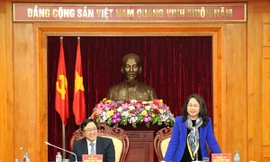 Đồng chí Lâm Thị Phương Thanh - Ủy viên BCH TW Đảng, Bí thư Tỉnh ủy tỉnh Lạng Sơn ghi nhận, đánh giá cao hoạt động tín dụng chính sách trên địa bàn