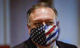 Ngoại trưởng Mỹ Mike Pompeo khi vừa rời khỏi một cuộc họp của HĐBA về Iran ngày 20/8. ảnh: AP