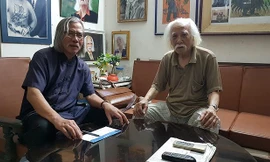 Họa sĩ Tôn Ðức Lượng và tác giả 