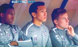 Văn Hậu trên băng ghế dự bị của SC Heerenveen ở trận đấu chiều qua