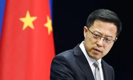 Người phát ngôn Bộ Ngoại giao Trung Quốc Triệu Lập Kiên tại cuộc họp báo ở Bắc Kinh ngày 28/8 