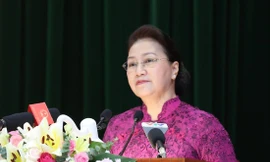 Chủ tịch Quốc hội Nguyễn Thị Kim Ngân phát biểu tại hội nghị Ảnh: Như Ý