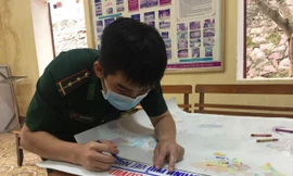 Ấn tượng những bức tranh chống COVID-19 của chiến sỹ Bộ đội Biên phòng 