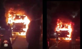 Xe tải bốc cháy trên QL1A sau va chạm với xe máy khiến 1 người chết