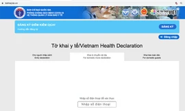 Giao diện chính trên trang khai báo y tế điện tử, tại địa chỉ https://tokhaiyte.vn với các lựa chọn theo mục đích thực hiện chuyến đi.